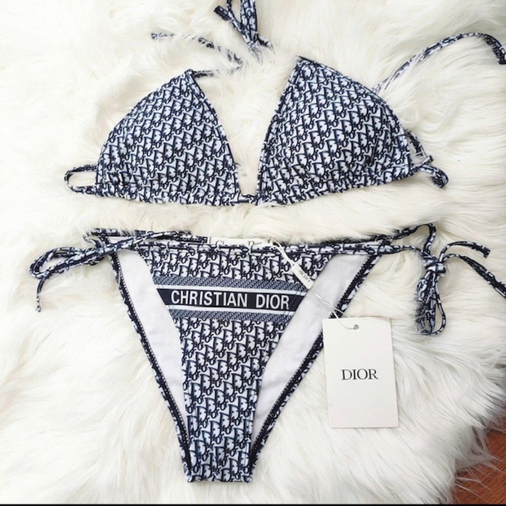 bikini blue and white